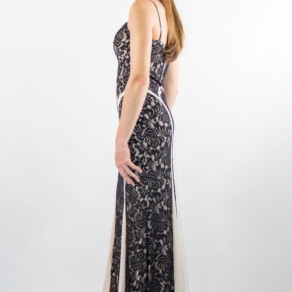 Black Nude Floral Lace Nude Illusion Prom Gown Dress 150$ NEW - Picture 4 of 5
